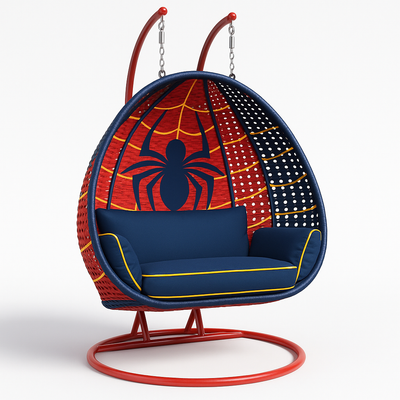 Modern Double Egg Rattan Swing Chair with Metal Stand – Outdoor Patio Hanging Chair for Garden or Balcony