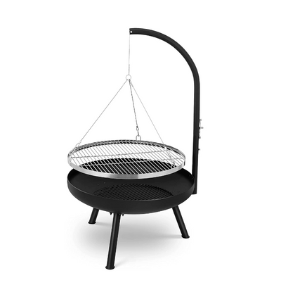 Adjustable Tripod Charcoal BBQ Grill & Fire Pit for Outdoor Camping and Backyard Cooking
