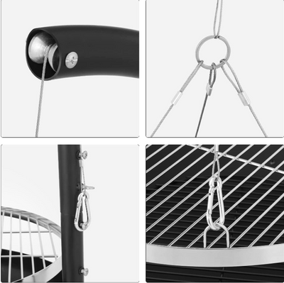 Adjustable Tripod Charcoal BBQ Grill & Fire Pit for Outdoor Camping and Backyard Cooking