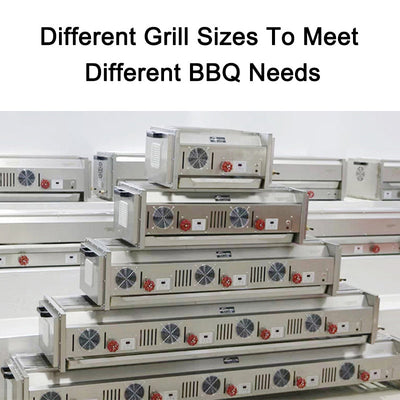 A8 Series 4 Controls Stainless Steel Gas BBQ Grill – Commercial Smokeless Kebab & Barbecue, LPG or Natural Gas