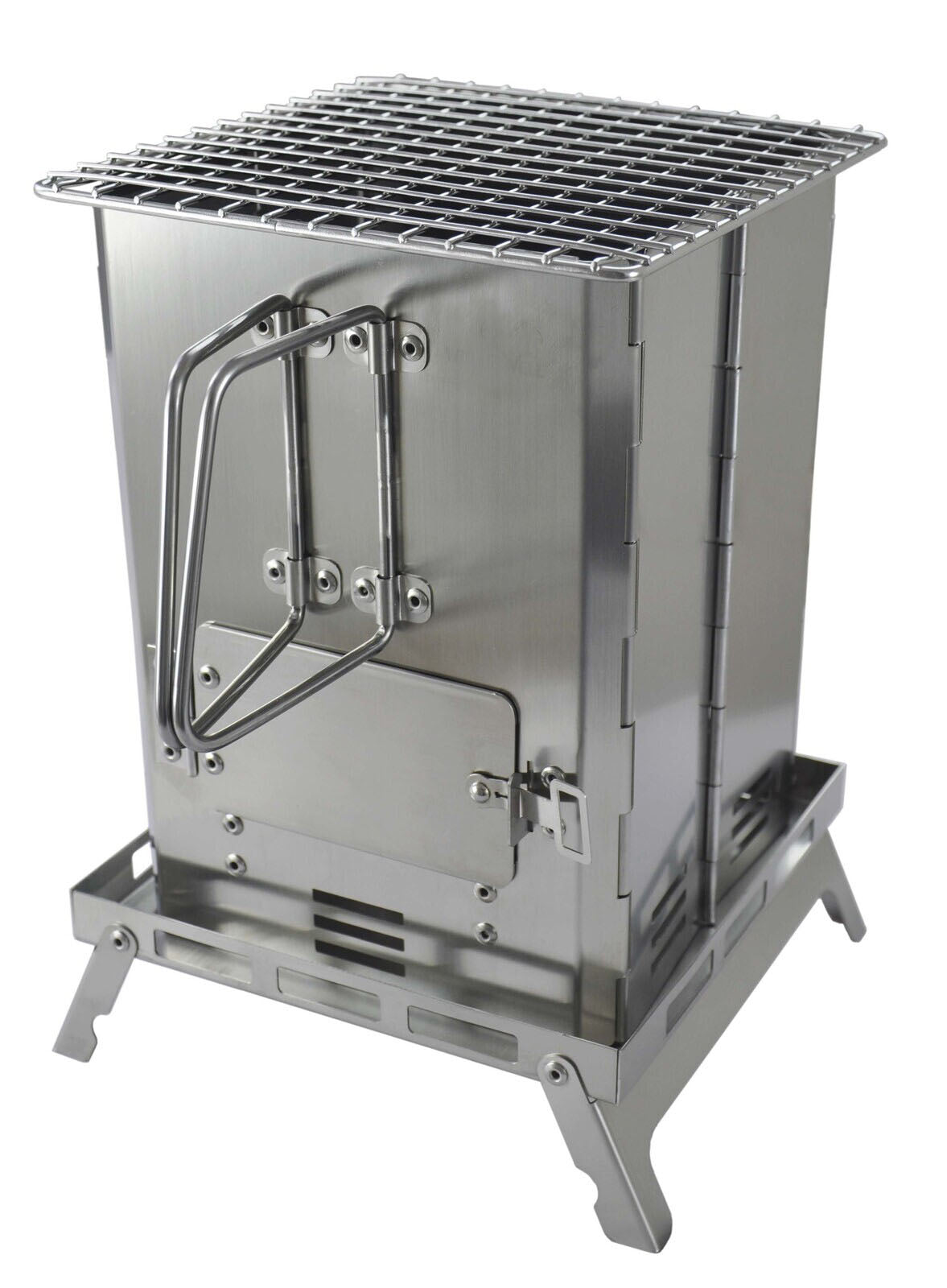 Portable Mini Stainless Steel BBQ Smoker & Firepit – Outdoor Grilling and Camping Stove