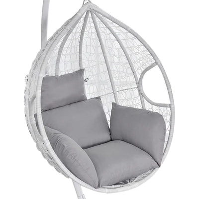 Indoor & Outdoor Rattan Hanging Egg Chair with Cushion and Sturdy Metal Stand – Modern Swing Chair for Patio, Garden, or Living Room