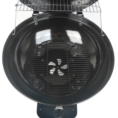 Trolley Charcoal Kettle BBQ Grill with Storage Basket – 22.5" Outdoor Barbecue