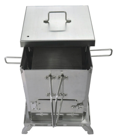 Portable Mini Stainless Steel BBQ Smoker & Firepit – Outdoor Grilling and Camping Stove