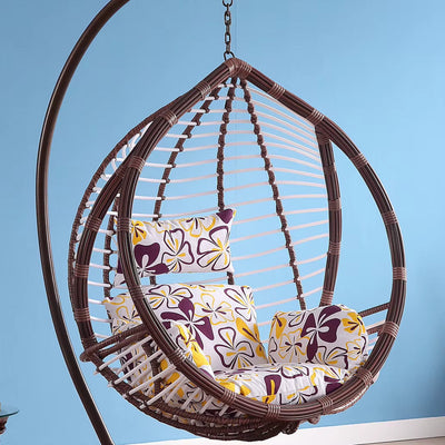 Indoor & Outdoor Rattan Hanging Egg Chair with Cushion and Sturdy Metal Stand – Modern Swing Chair for Patio, Garden, or Living Room
