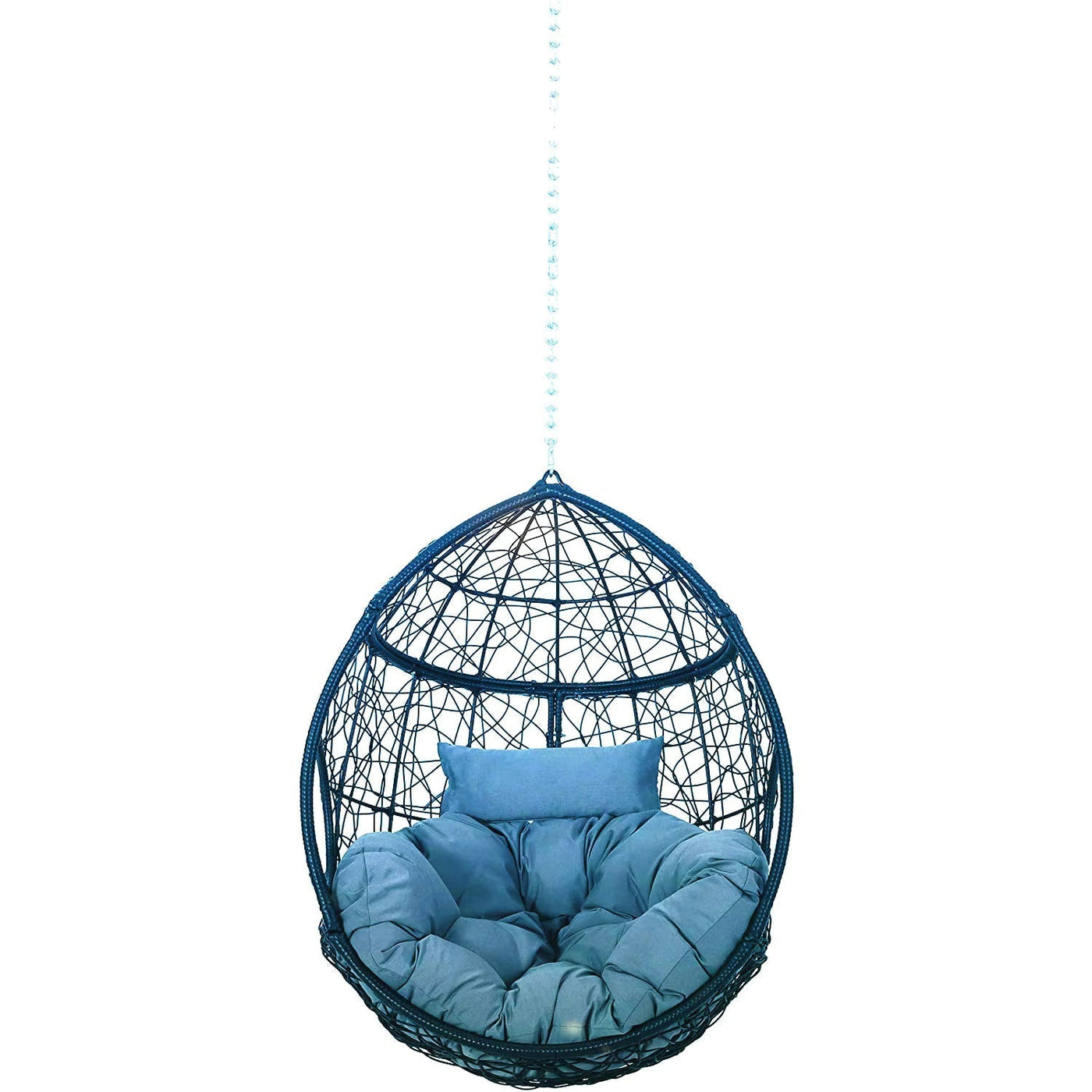 Indoor & Outdoor Rattan Hanging Egg Chair with Cushion and Sturdy Metal Stand – Modern Swing Chair for Patio, Garden, or Living Room