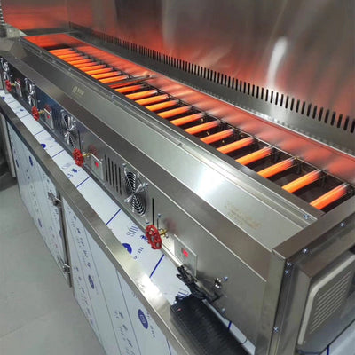 A8 Series 4 Controls Stainless Steel Gas BBQ Grill – Commercial Smokeless Kebab & Barbecue, LPG or Natural Gas