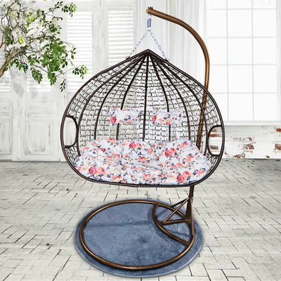 Indoor & Outdoor Rattan Hanging Egg Chair with Cushion and Sturdy Metal Stand – Modern Swing Chair for Patio, Garden, or Living Room