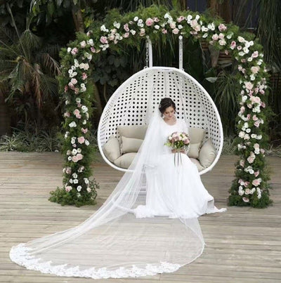 Modern Double Egg Rattan Swing Chair with Metal Stand – Outdoor Patio Hanging Chair for Garden or Balcony