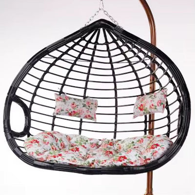 Indoor & Outdoor Rattan Hanging Egg Chair with Cushion and Sturdy Metal Stand – Modern Swing Chair for Patio, Garden, or Living Room