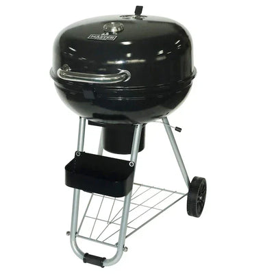 Trolley Charcoal Kettle BBQ Grill with Storage Basket – 22.5" Outdoor Barbecue