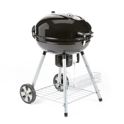 Trolley Charcoal Kettle BBQ Grill with Storage Basket – 22.5" Outdoor Barbecue